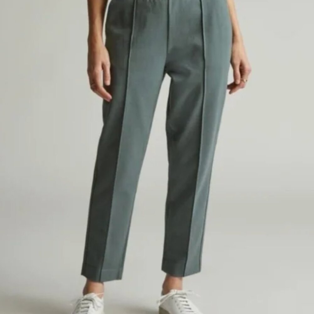 Everlane Dream Pant Cropped Pleated Ankle Pants in Slate Green